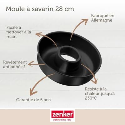 Set cakevormen en savarinvormen - ZENKER - Zwart Metallic - 30,5 x 11,5 cm en 28 cm