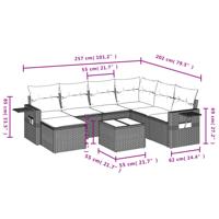 8-delige Loungeset met kussens poly rattan zwart - thumbnail