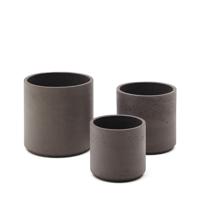 Kave Home Plantenpot 'Sintina' Set van 3 stuks, kleur Grijs - thumbnail