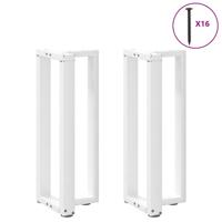 Console tafelpoten 2 st T-vormig 25x28x(72-73) cm staal wit - thumbnail
