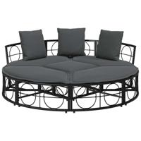 Loungebed voor buiten zonder luifel poly rattan zwart - thumbnail