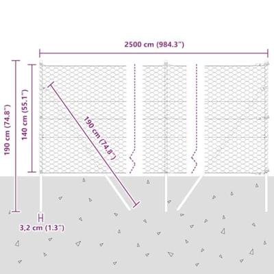 VidaXL Afrasteringspaal grijs 25 x 1,4 m (50 mm gaas) staal en pvc