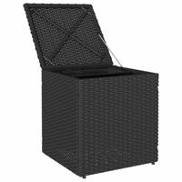 Tuinkrukken met kussens 2 st 40x40x43 cm poly rattan zwart - thumbnail