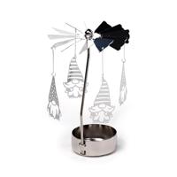 Kerstmis Gnoom Draaiende Waxinelichthouder Caroussel - thumbnail