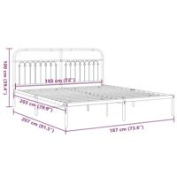 Bedframe met hoofdbord metaal zwart 183x203 cm - thumbnail