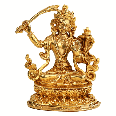 Minibeeldje Manjushri Goudkleurig - 5 cm