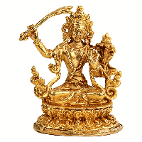 Minibeeldje Manjushri Goudkleurig - 5 cm - thumbnail