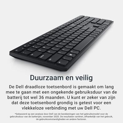DELL KB500 toetsenbord Kantoor RF Draadloos QWERTY US International Zwart - thumbnail