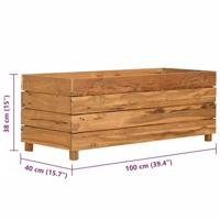 VidaXL Plantenbak verhoogd 100x40x38 cm gerecycled teakhout en staal - thumbnail