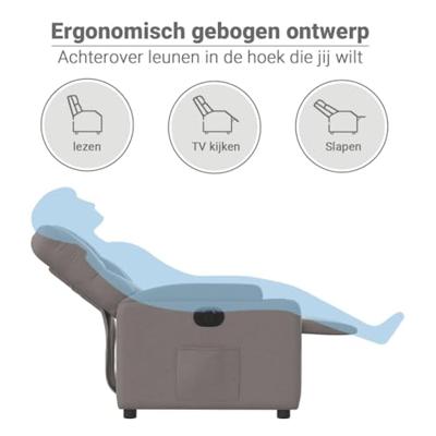 Fauteuil verstelbaar elektrisch stof taupe