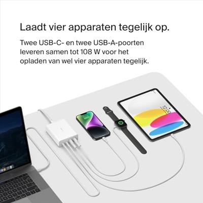 Belkin BoostCharge PRO 4-poorts GaN-lader oplader - thumbnail