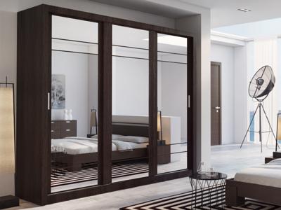 Kast ARTURO 3 schuifdeuren wengué met spiegel Kast ARTURO 3 schuifdeuren wengué met spiegel