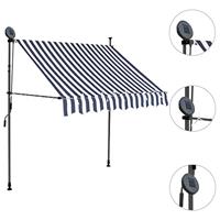 VidaXL Luifel handmatig uitschuifbaar met led 200 cm blauw en wit - thumbnail