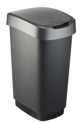 Rotho twist afvalbak 50l dark silver