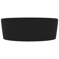 VidaXL Wastafel met overloop 36x13 cm keramiek matzwart - thumbnail