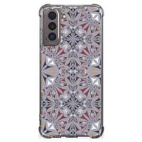 Samsung Galaxy S21 Anti-Shock Hoesje Flower Tiles - thumbnail
