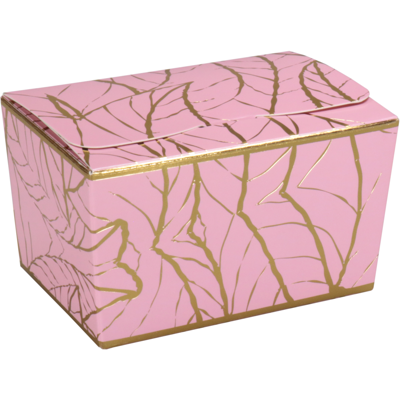 Ballotin | Leaves | karton + PP | 150gr | 89x60x55mm | roze/goud | 200 stuks