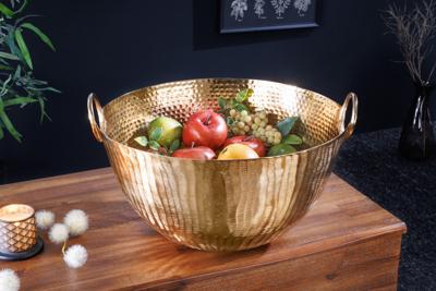 Handgemaakte decoratieve kom ORIENT 40cm goudkleurig metaal gehamerd ontwerp - 42239