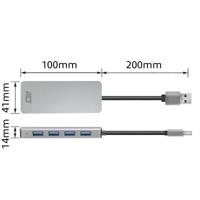 ACT AC6121 USB-A Hub 3.0 | 4x USB-A | Zilver | Aluminium - thumbnail