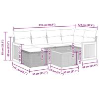 6-delige Loungeset met kussens poly rattan beige - thumbnail
