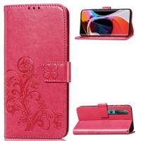 Voor Xiaomi 10 Pro Vier-blad Gesp In reliëf Gesp Mobiele Telefoon Bescherming Lederen Case met Lanyard & Card Slot & Wallet & Bracket-functie(Magenta - thumbnail