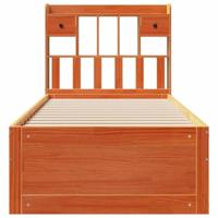 Bed met boekenkast zonder matras grenenhout wasbruin 75x190 cm - thumbnail