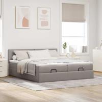 Ottoman bed met matrassen en LED's 180x200cm stof taupe - thumbnail