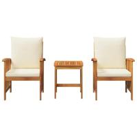 Tuinbankenset met kussen 3 pcs Bruin Massief acaciahout - thumbnail