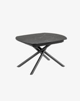 Kave Home Uitschuifbare Eettafel 'Yodalia' Zwart keramiek met marmerlook, 130-190 x 100cm - thumbnail