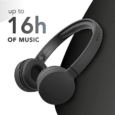 Cellularline Muziekgeluid Bluetooth-hoofdtelefoon, draadloze headset met microfoon, led-indicator en afstandsbediening, zwart