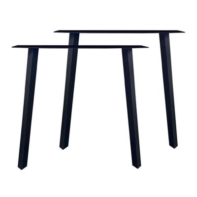 Stalen schuine zwarte tafelpoten 76 bij 10 cm en hoogte 72 cm (5 x 5 cm) - Set van 2 stuks