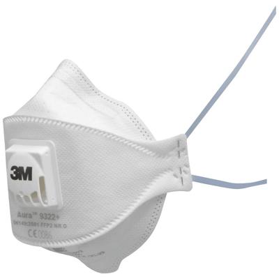 3M Aura™ 9322+ Fijnstofmasker met ventiel FFP2 D 10 stuk(s) EN 149:2001, EN 149:2009 DIN 149:2001, DIN 149:2009
