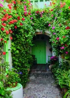 Alexsar Art Tuinschilderij bloemen deur 70x50cm - thumbnail