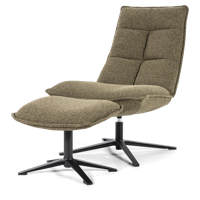 Eleonora Fauteuil 'Marcus' met voetenbank, kleur Groen Baquer - thumbnail