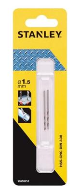 Stanley metaalboor 1,5 mm HSS-CNC STA50751 (2 stuks)