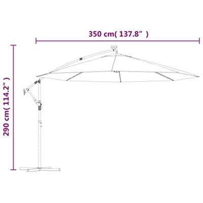 Zweefparasol met LED-verlichting en metalen paal 350 cm groen