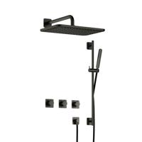 Hotbath Gal - GL106 - Inbouw Regendoucheset - Geborsteld Gunmetal PVD - 2 Stopkranen - Thermostatisch - Wandarm 35 cm - Hoofddouche 270x400 mm - Staafhanddouche - Glijstang 900 mm - met GL106 - V02 - thumbnail