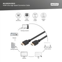 Digitus AK-330124-050-S HDMI-kabel HDMI Aansluitkabel HDMI-A-stekker, HDMI-A-stekker 5.00 m Zwart 8K UHD, Vergulde steekcontacten, Afscherming gevlochten, - thumbnail