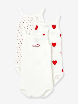 3 rompertjes met schouderbandjes PETIT BATEAU wit