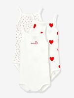 3 rompertjes met schouderbandjes PETIT BATEAU wit - thumbnail