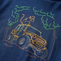 Kindershirt met lange mouwen terreinwagenprint 92 marineblauw - thumbnail