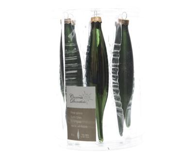6 Pegels glas glans-mat diameter 3x15cm Dennen groen KSD - Ksd