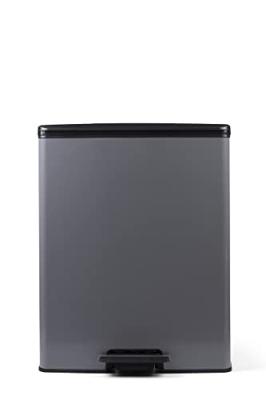 Duo Rechthoek Vuilnisbak - DECO BIN - CURVER - 52L (26+26L) - 49 x 32 x 61 cm - Antraciet - thumbnail