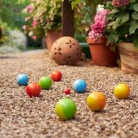 Goki houten jeu de boules spel met katoenen zak, 9dlg. - thumbnail