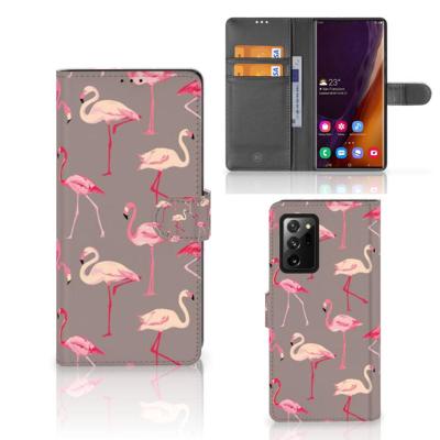 Samsung Galaxy Note20 Ultra | Telefoonhoesje | Met pasjeshouder | Flamingo