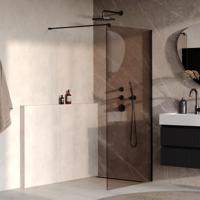 BRAUER Oblivion inloopdouche brons glas 90x200 incl. glascoating mat zwart - thumbnail
