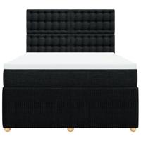 Boxspring met matras stof zwart 140x190 cm - thumbnail