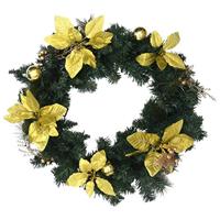 VidaXL Kerstkrans met led lampjes 60 cm pvc groen - thumbnail