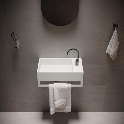 Wastafel Ideavit Solidcube-TB 50x30x20 cm Inclusief Handdoekhouder Solid Surface Mat Wit Ideavit Wastafel Ideavit Solidcube-TB 50x30x20 cm Inclusief Handdoekhouder Solid Surface Mat Wit Ideavit