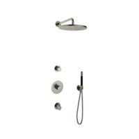 Hotbath Cobber - Inbouw Regendoucheset - Geborsteld Nikkel - 2 Stopkranen - Thermostatisch - Wandarm 38.5 cm - Hoofddouche 300 mm - Staafhanddouche - Waterbesparend - thumbnail
